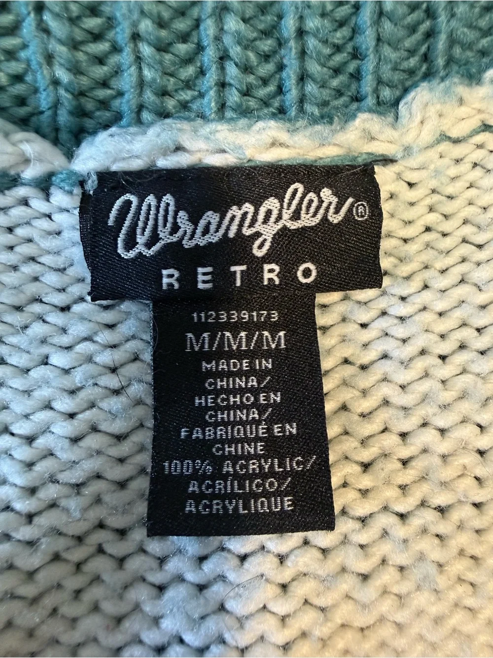 Wrangler Retro Desert Cactus Open Cardigan with Teal Shawl Collar - M